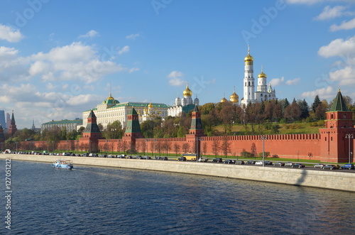 Autumn view of the Moscow Kremlin and Kremlevskaya embankment, Russia