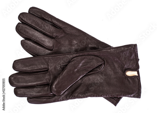 Brown leather womens gloves