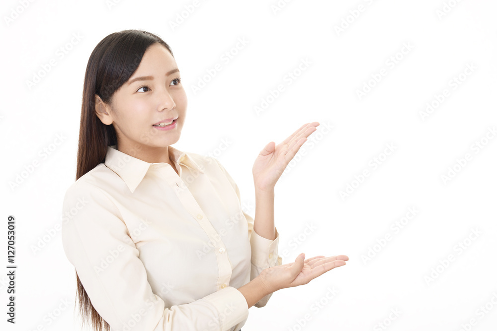 案内する女性 案内する女性