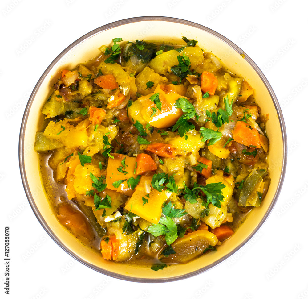 Vegetarian grilled vegetables with curry and spices Vegetarian grilled vegetables with curry and spices
