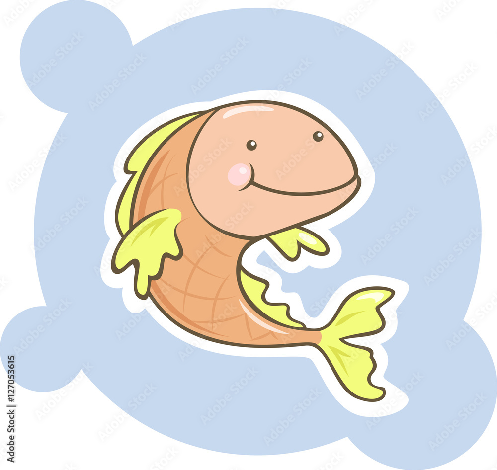 Cute cartoon orange fish. Vector illustration Stock Vector Adobe Stock