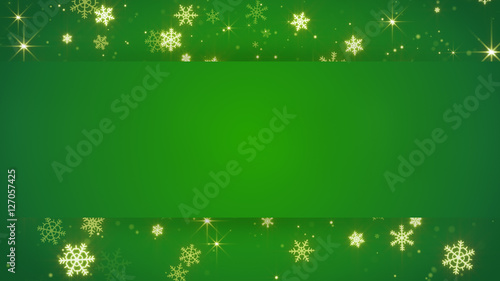 green banner and christmas snowfall