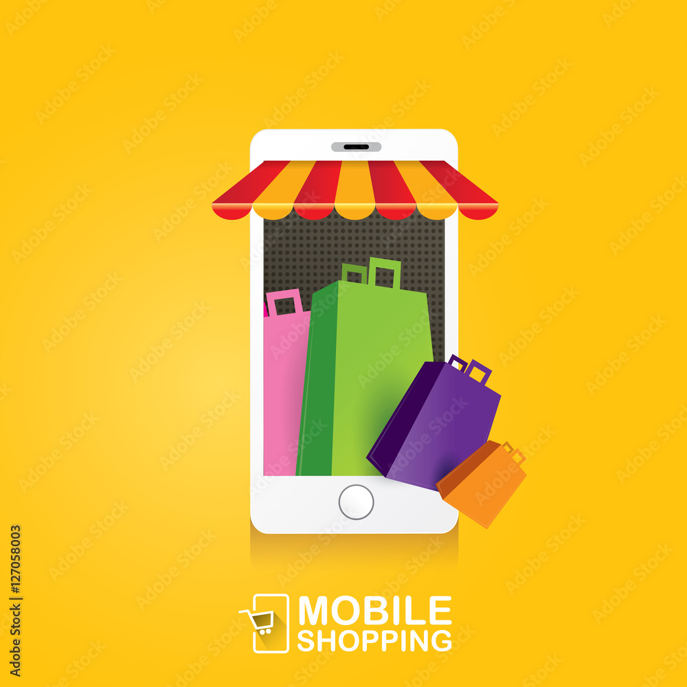 Online mobile shopping concept background. Online mobile shopping concept background.