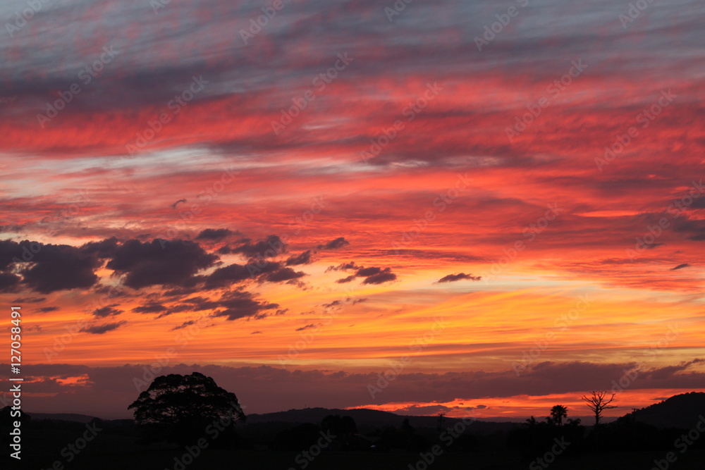 Sunset reds and oranges