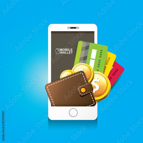 vector digital mobile e wallet vector concept