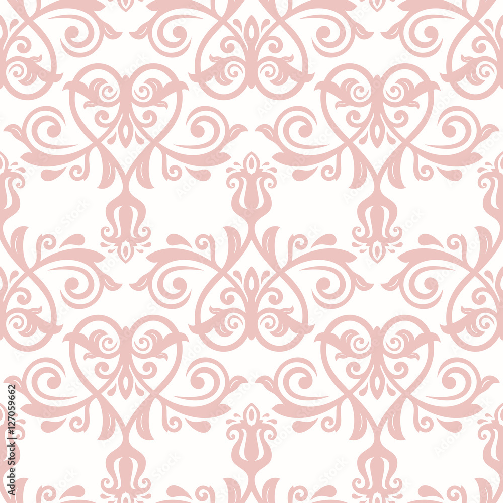 Seamless classic vector pink pattern. Traditional orient ornament