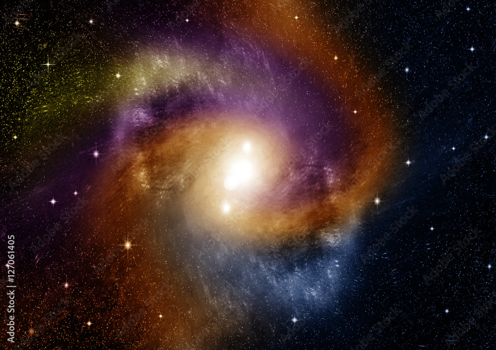 Fototapeta premium Stars, dust and gas nebula in a far galaxy