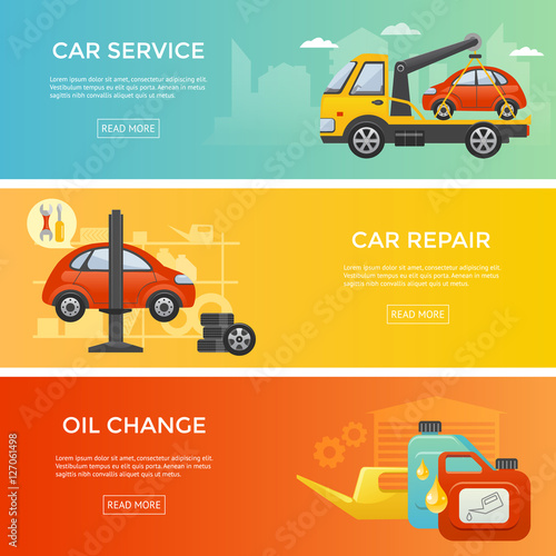 Car service banner set, vector illustration