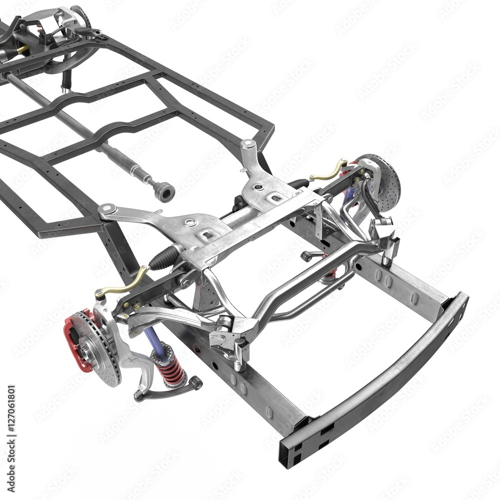 Car Chassis on white. 3D illustration Illustration Stock Adobe Stock