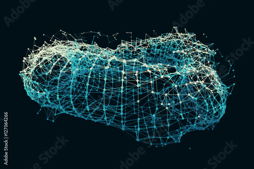Destroyed torus. Wireframe torus with crumbling parts.