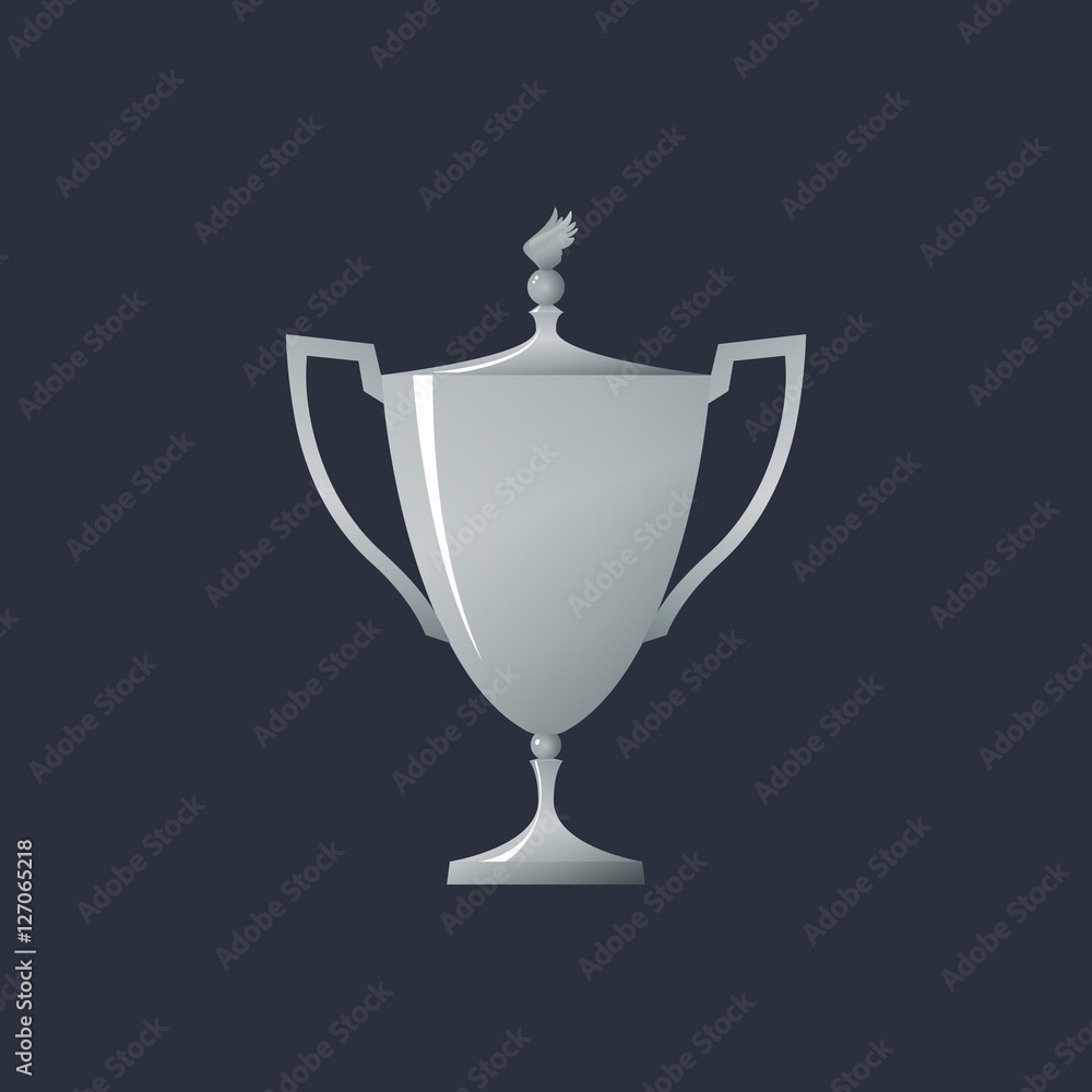 Cup of Winner, Silver Trophy Cup on Gray Background , Second Place, Vector Illustration Cup of Winner, Silver Trophy Cup on Gray Background , Second Place, Vector Illustration