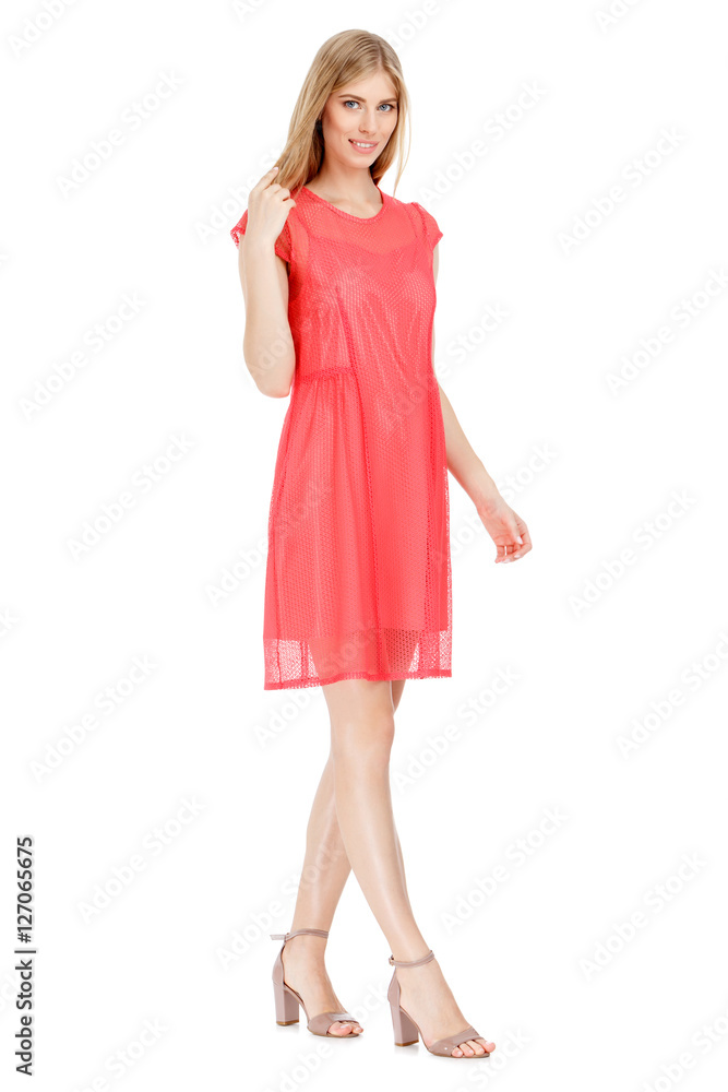 Fashion photo of young magnificent woman wearing dress