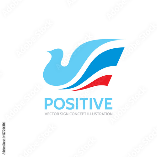 Positive - vector logo template concept illustration. Abstract bird sign. Dove wings symbol. Design element.