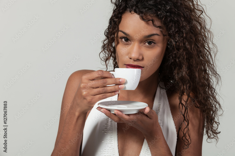 Portrait of a girl with a cup of coffee Portrait of a girl with a cup of coffee