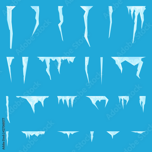 Valokuva Set of 24 different icicles on isolated background