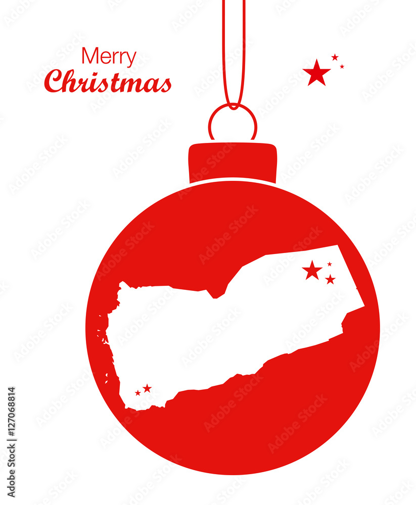 Merry Christmas illustration theme with map of Yemen Stock Vector