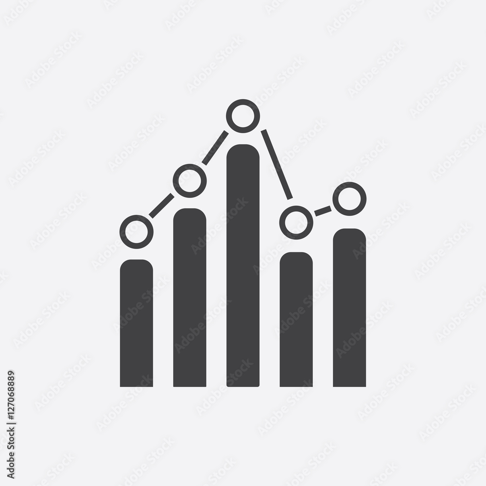 Business graph icon. Chart flat vector illustration on white background. Business graph icon. Chart flat vector illustration on white background.