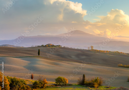 Real Tuscany Landscape at beautiful sunset