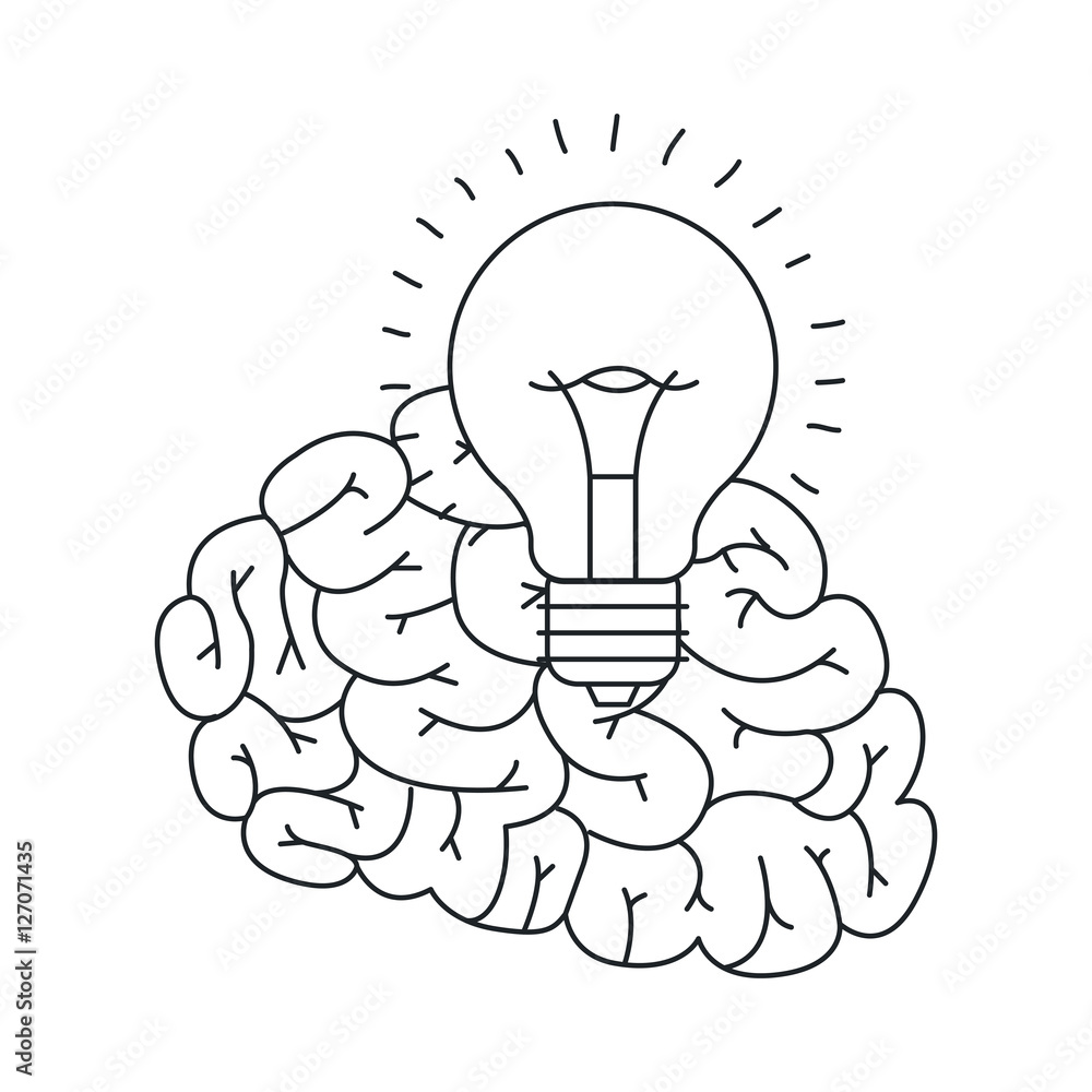 Brain and bulb draw icon. Big idea creativity imagination and inspiration theme. Isolated design. Vector illustration Brain and bulb draw icon. Big idea creativity imagination and inspiration theme. Isolated design. Vector illustration