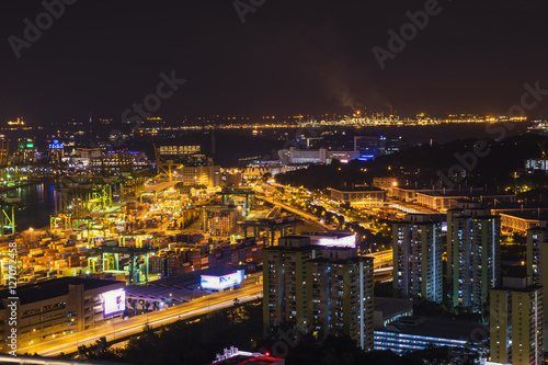 abstract night cityscape on industry zone in singapore - can use to display or montage on product © bank215