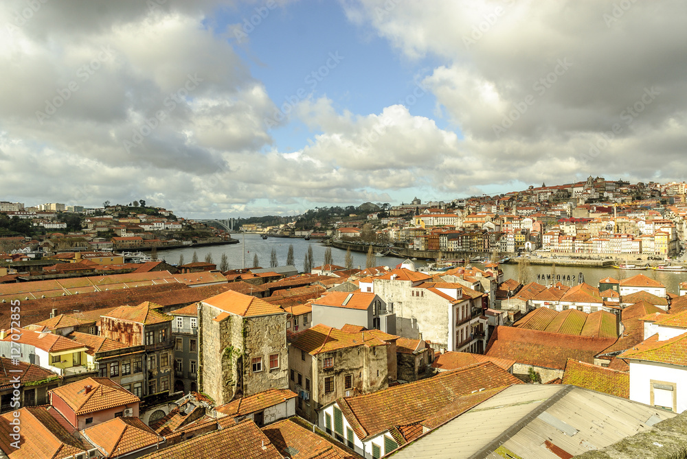 sight of the historical center of Oporto, in Portugal