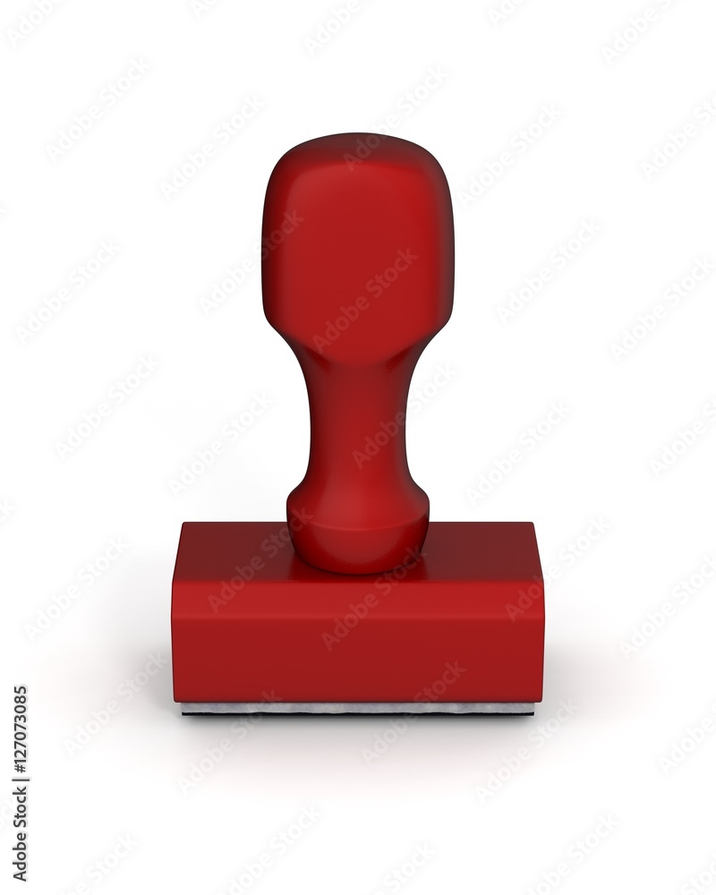 Isolated new red plastic rubber stamps on white background. 3D Illustration.