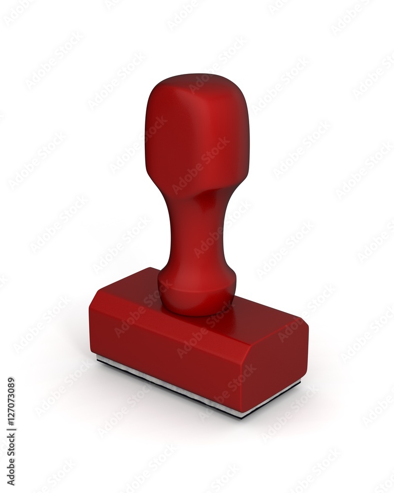 Isolated new red plastic rubber stamps on white background. 3D Illustration. Isolated new red plastic rubber stamps on white background. 3D Illustration.