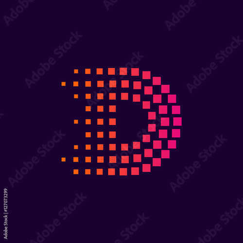 Letter D logo.Dots logo colorful,pixel shape logotype vector design
