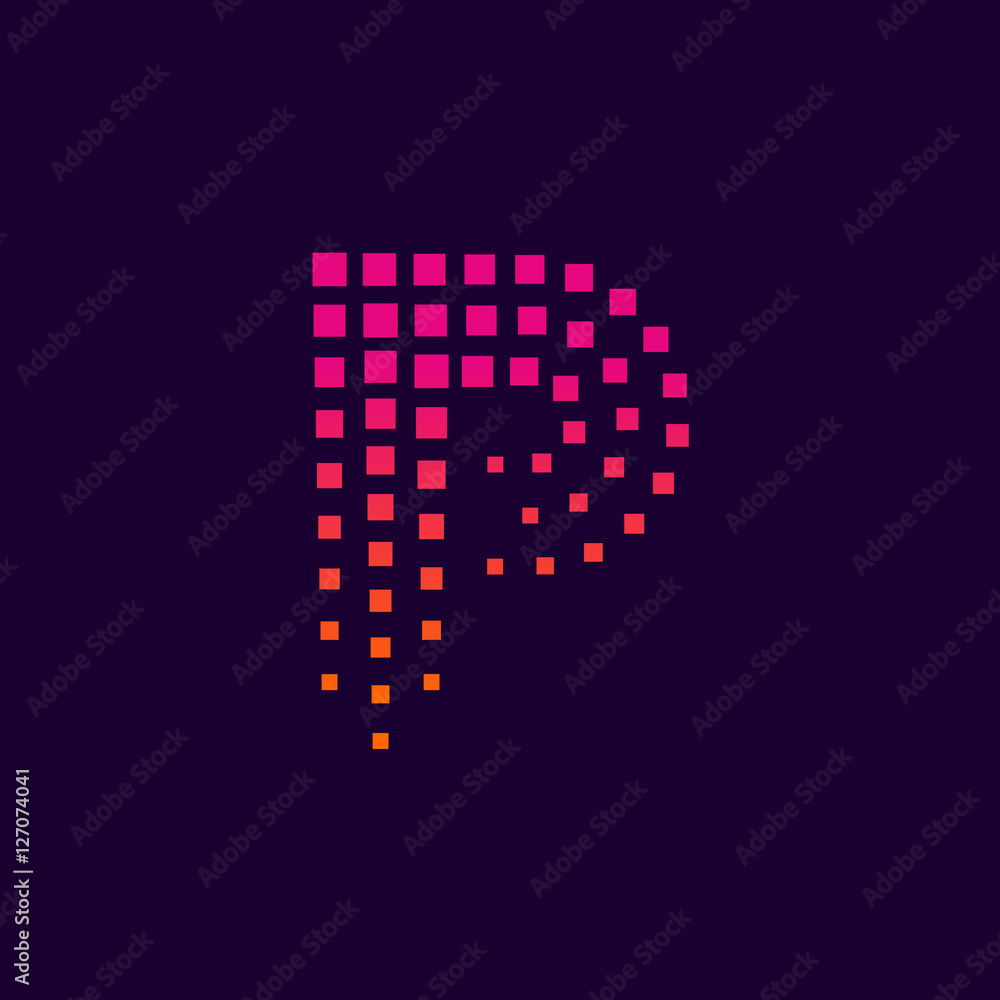 Letter P logo.Dots logo colorful,pixel shape logotype vector design Letter P logo.Dots logo colorful,pixel shape logotype vector design