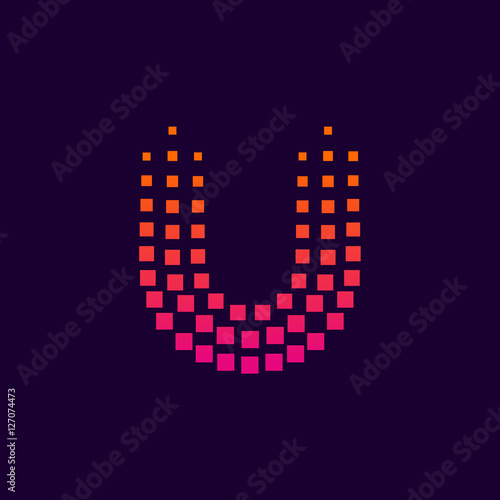 Letter U logo.Dots logo colorful,pixel shape logotype vector design