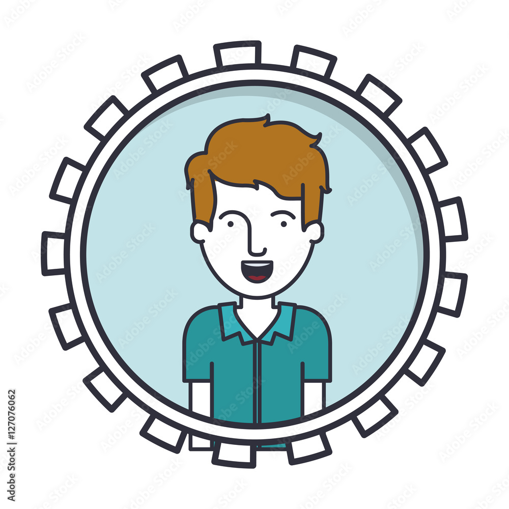 Man cartoon inside circle icon. Male avatar person human and people theme. Isolated design. Vector illustration Man cartoon inside circle icon. Male avatar person human and people theme. Isolated design. Vector illustration