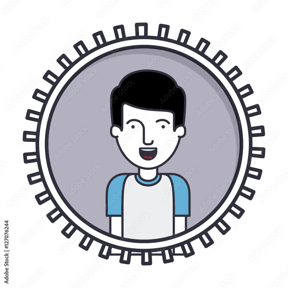 Man cartoon inside circle icon. Male avatar person human and people theme. Isolated design. Vector illustration Man cartoon inside circle icon. Male avatar person human and people theme. Isolated design. Vector illustration