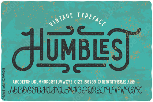 Vintage grunge font with dirty noise texture. Old letters on rusted background.