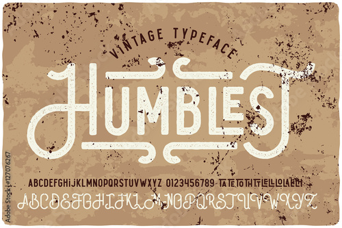 Vintage grunge font with dirty noise texture. Old letters on rusted background.