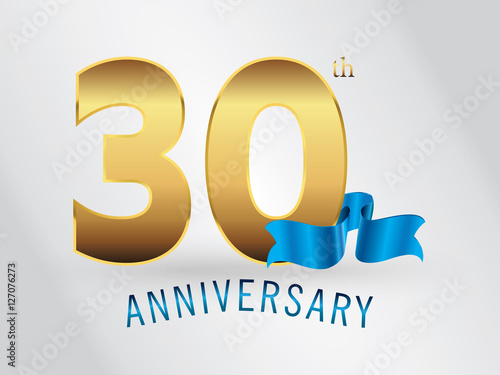 30 Years Anniversary Gold Logo and Blue Ribbon