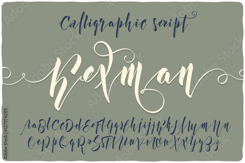 Elegant calligraphic script font named "Kexman" with beautifull curls swashes