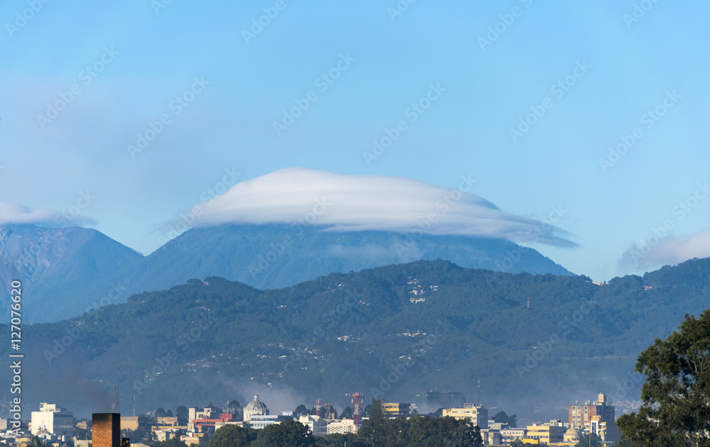 View of downtown and volcano Guatemala