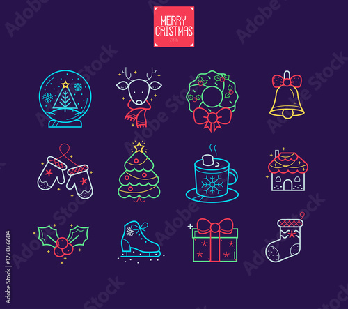 Neon icons for christmas