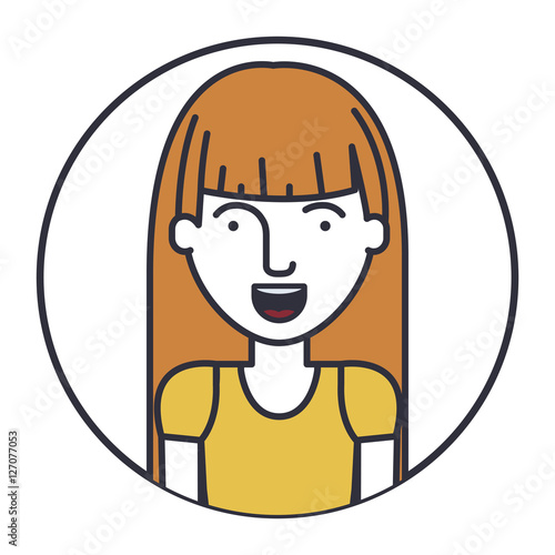 Woman cartoon inside circle icon. Female avatar person human and people theme. Isolated design. Vector illustration