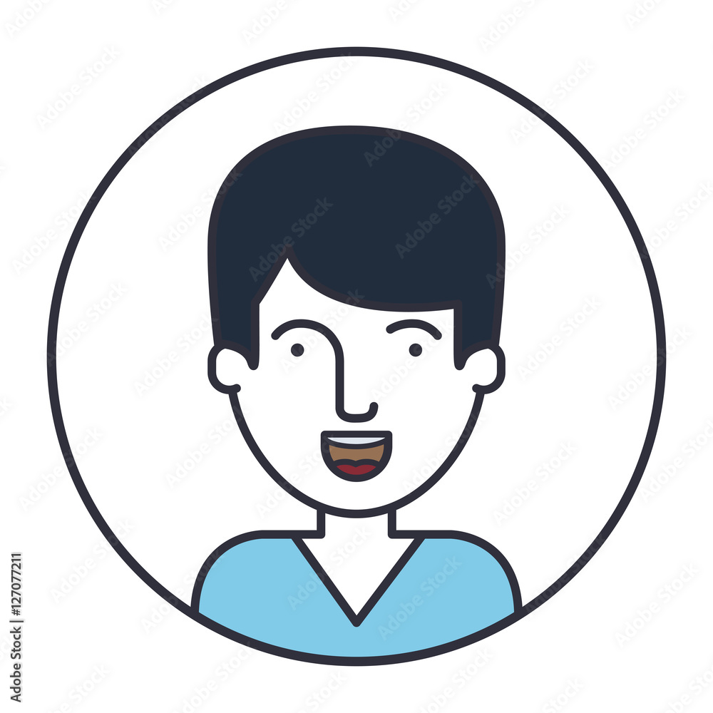Man cartoon inside circle icon. Male avatar person human and people theme. Isolated design. Vector illustration
