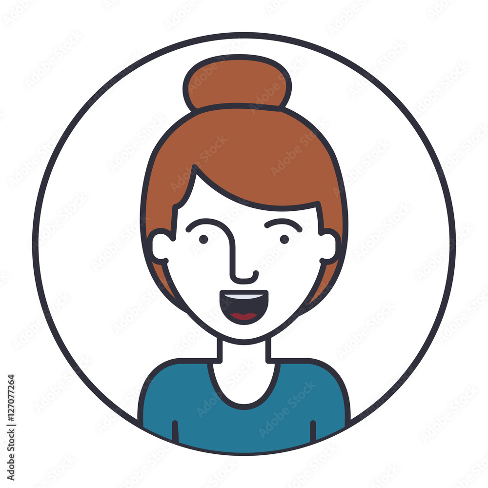 Woman cartoon inside circle icon. Female avatar person human and people theme. Isolated design. Vector illustration