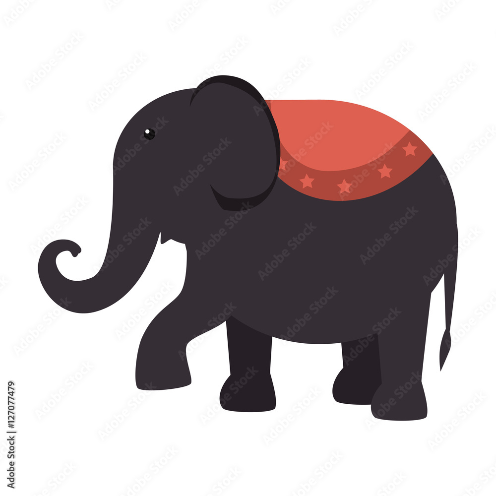 elephant circus entertainment icon vector illustration design