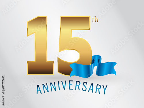 15 Years Anniversary Gold Logo and Blue Ribbon
