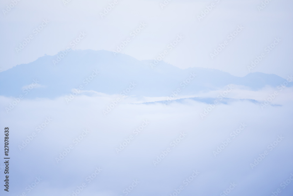 mountain view with fog