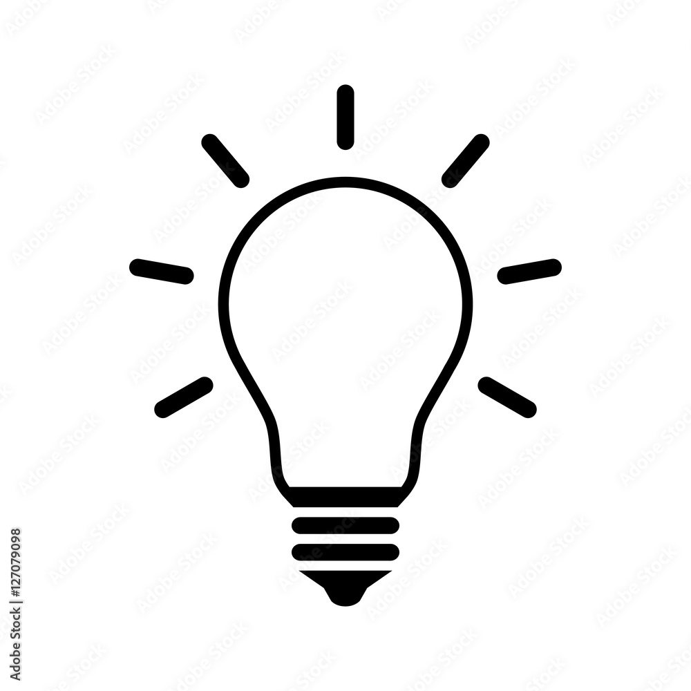 Black lightbulb icon on white background Black lightbulb icon on white background