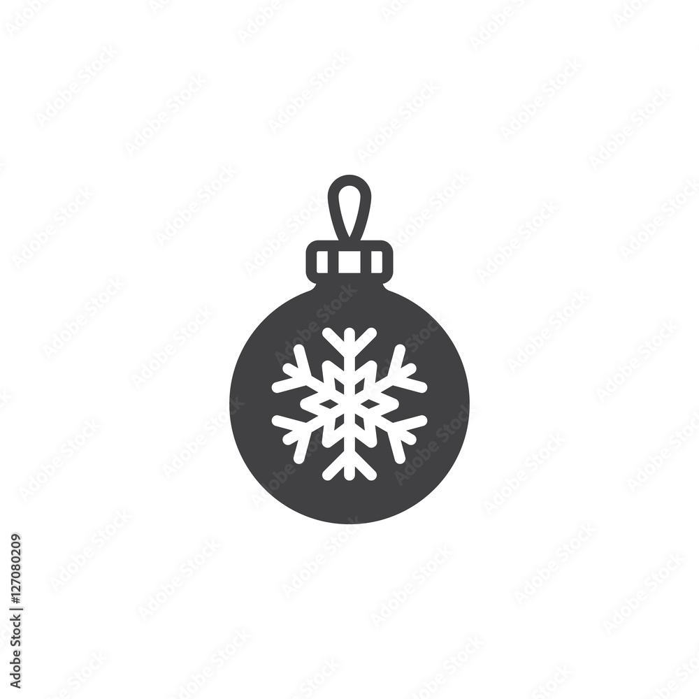 Christmas tree ball with snowflake icon vector, filled flat sign, solid pictogram isolated on white, logo illustration Christmas tree ball with snowflake icon vector, filled flat sign, solid pictogram isolated on white, logo illustration