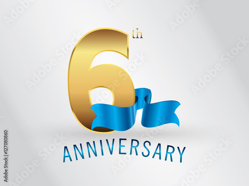 6 Years Anniversary Gold Logo and Blue Ribbon