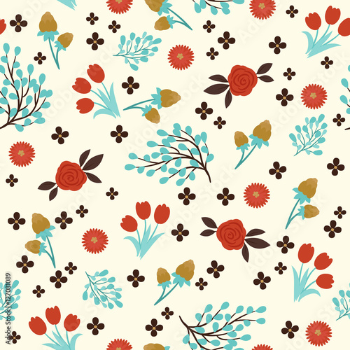 Wallpaper Mural Seamless floral vector pattern. Torontodigital.ca