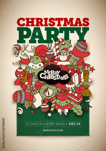 Christmas Party Poster Design Template