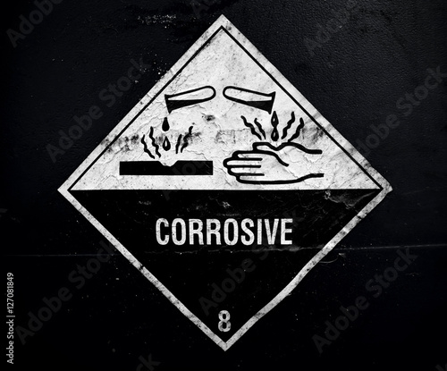 Corrosive material at the acid container